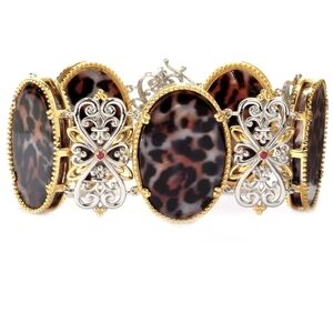 Gems en Vogue Leopard Print Mother-of-Pearl & Ruby Bracelet